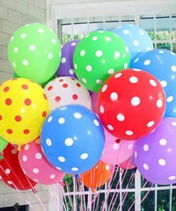 HIER_3220 25 Pack | 12" Royal Blue & White Fun Polka Dot Latex Party Balloons Big Event Backdrops & Décor 25 HIER_3220 25 Pack | 12