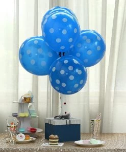 HIER_3220 25 Pack | 12" Royal Blue & White Fun Polka Dot Latex Party Balloons Big Event Backdrops & Décor