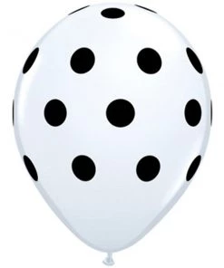 HIER_3220 25 Pack | 12" White & Black Fun Polka Dot Latex Party Balloons 16 HIER_3220 25 Pack | 12