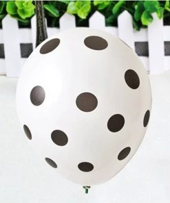 HIER_3220 25 Pack | 12" White & Black Fun Polka Dot Latex Party Balloons