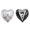 HIER_3213 1 Pair | 20" Heart Shaped Bride & Groom Mylar Foil Helium/Air Balloons