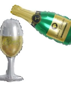 HIER_3213 1 Pair | 20" Champagne Bottle & Glass Mylar Foil Helium/Air Balloons Party Balloons & Accessories 17 HIER_3213 1 Pair | 20
