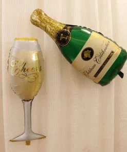 HIER_3213 1 Pair | 20" Champagne Bottle & Glass Mylar Foil Helium/Air Balloons Party Balloons & Accessories 13 HIER_3213 1 Pair | 20