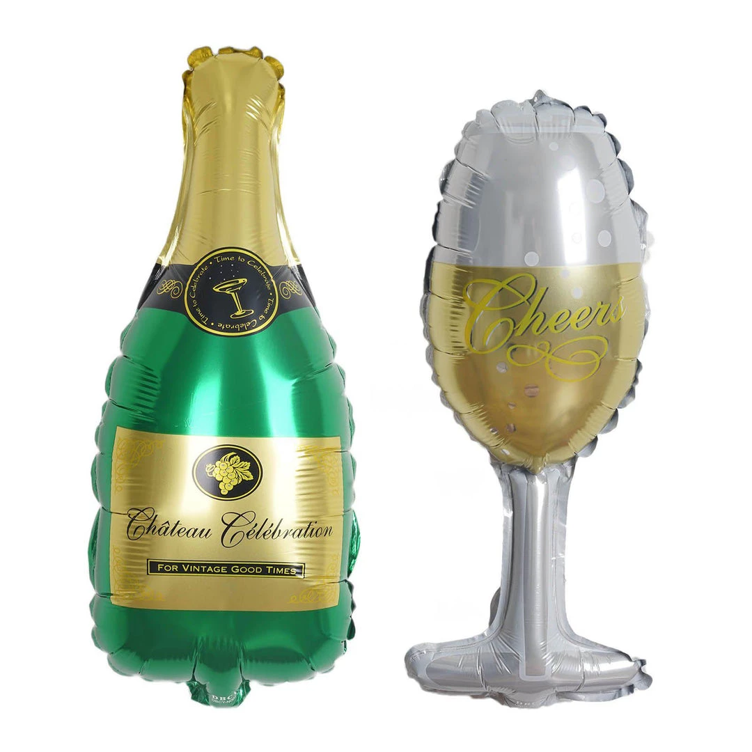 HIER_3213 1 Pair | 20" Champagne Bottle & Glass Mylar Foil Helium/Air Balloons Party Balloons & Accessories 1 HIER_3213 1 Pair | 20" Champagne Bottle & Glass Mylar Foil Helium/Air Balloons Party Balloons & Accessories