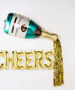 HIER_3213 1 Pair | 39" Champagne Bottle & Glass Mylar Foil Helium/Air Balloons