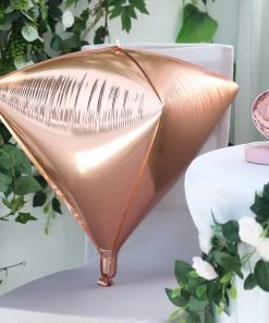 HIER_3200 3 Pack | 16" Rose Gold 4D Diamond Self-Sealing Reusable Foil Balloon