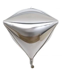 HIER_3200 Big Event Backdrops & Décor 3 Pack | 16" Silver 4D Diamond Self-Sealing Reusable Foil Balloon