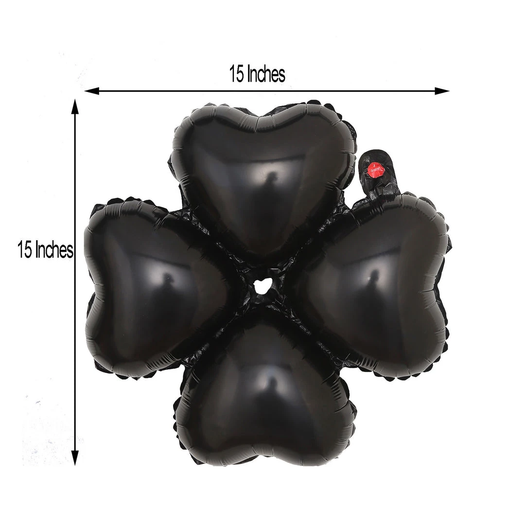 HIER_3213 10 Pack | 15" Shiny Black Four Leaf Clover Shaped Mylar Foil Balloons Big Event Backdrops & Décor 3 HIER_3213 10 Pack | 15" Shiny Black Four Leaf Clover Shaped Mylar Foil Balloons Big Event Backdrops & Décor