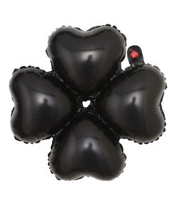 HIER_3213 10 Pack | 15" Shiny Black Four Leaf Clover Shaped Mylar Foil Balloons Big Event Backdrops & Décor