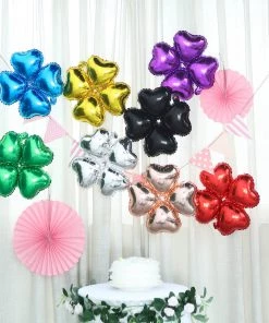 HIER_3213 10 Pack | 15" Shiny Black Four Leaf Clover Shaped Mylar Foil Balloons Big Event Backdrops & Décor 17 HIER_3213 10 Pack | 15