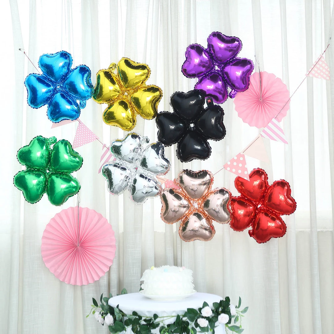 HIER_3213 10 Pack | 15" Shiny Black Four Leaf Clover Shaped Mylar Foil Balloons Big Event Backdrops & Décor 6 HIER_3213 10 Pack | 15" Shiny Black Four Leaf Clover Shaped Mylar Foil Balloons Big Event Backdrops & Décor