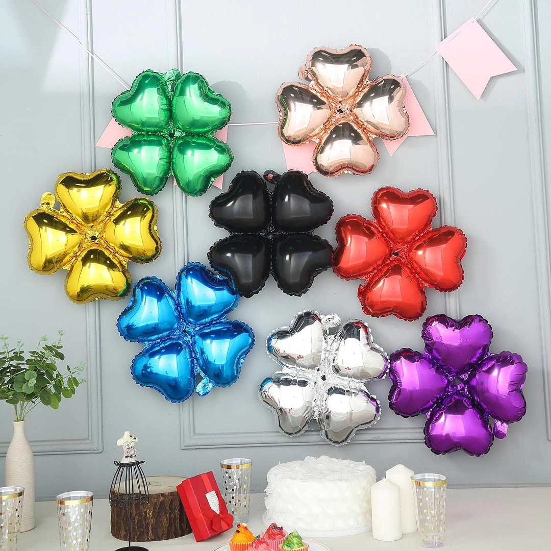 HIER_3213 10 Pack | 15" Shiny Black Four Leaf Clover Shaped Mylar Foil Balloons Big Event Backdrops & Décor 7 HIER_3213 10 Pack | 15" Shiny Black Four Leaf Clover Shaped Mylar Foil Balloons Big Event Backdrops & Décor