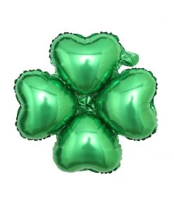 HIER_3213 10 Pack | 15" Shiny Green Four Leaf Clover Shaped Mylar Foil Balloons Big Event Backdrops & Décor