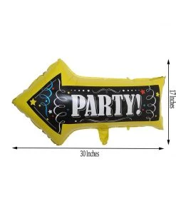 HIER_3213 2 Pack | 30" Reusable Party This Way Arrow Sign Mylar Foil Balloons Big Event Backdrops & Décor 15 HIER_3213 2 Pack | 30