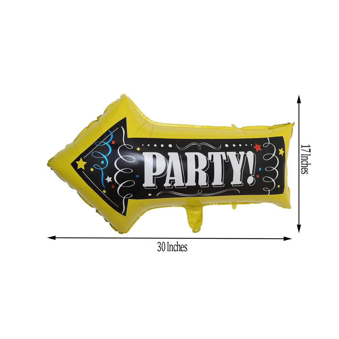 HIER_3213 2 Pack | 30" Reusable Party This Way Arrow Sign Mylar Foil Balloons Big Event Backdrops & Décor 3 HIER_3213 2 Pack | 30" Reusable Party This Way Arrow Sign Mylar Foil Balloons Big Event Backdrops & Décor