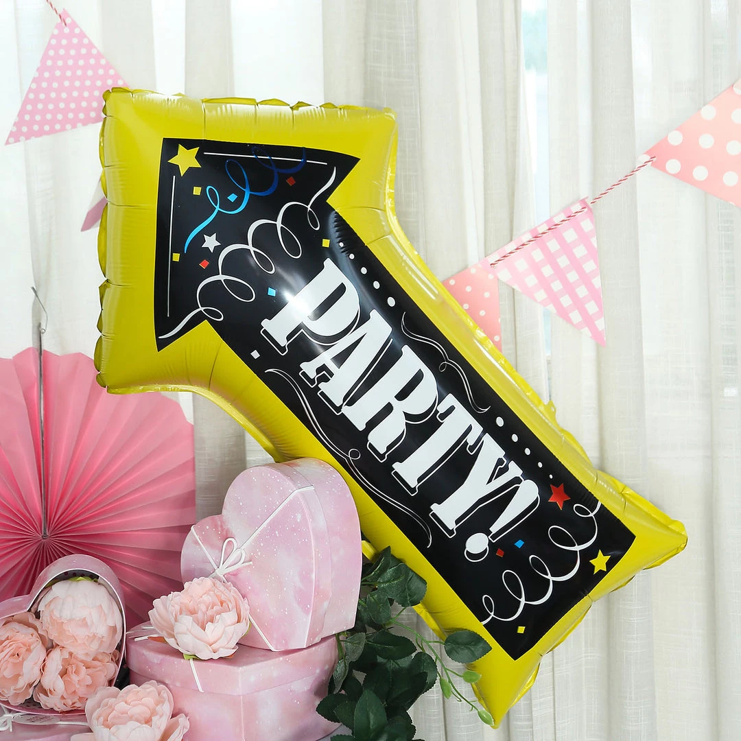 HIER_3213 2 Pack | 30" Reusable Party This Way Arrow Sign Mylar Foil Balloons Big Event Backdrops & Décor 7 HIER_3213 2 Pack | 30" Reusable Party This Way Arrow Sign Mylar Foil Balloons Big Event Backdrops & Décor