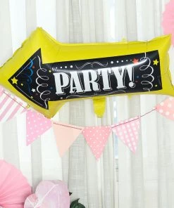 HIER_3213 2 Pack | 30" Reusable Party This Way Arrow Sign Mylar Foil Balloons Big Event Backdrops & Décor 18 HIER_3213 2 Pack | 30