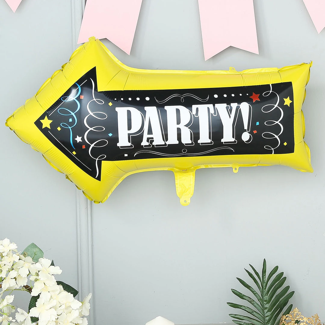 HIER_3213 2 Pack | 30" Reusable Party This Way Arrow Sign Mylar Foil Balloons Big Event Backdrops & Décor 1 HIER_3213 2 Pack | 30" Reusable Party This Way Arrow Sign Mylar Foil Balloons Big Event Backdrops & Décor