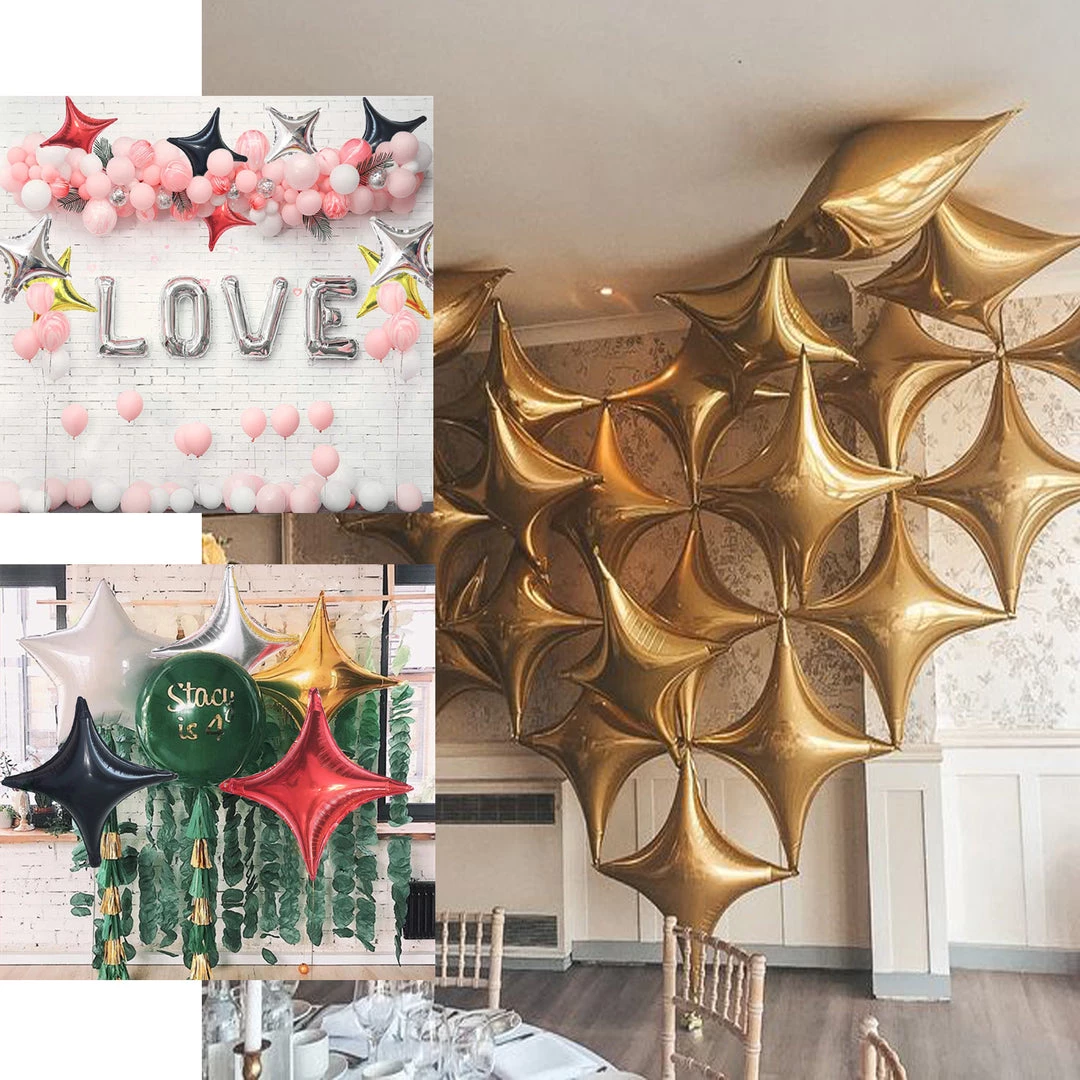 HIER_3213 Big Event Backdrops & Décor 3 Pack | 23" Shiny Black Quadrangle Star Mylar Foil Helium Air Balloon 5 HIER_3213 Big Event Backdrops & Décor 3 Pack | 23" Shiny Black Quadrangle Star Mylar Foil Helium Air Balloon