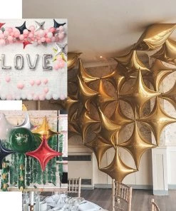 HIER_3213 3 Pack | 23" Shiny Gold Quadrangle Star Mylar Foil Helium Air Balloon Big Event Backdrops & Décor 13 HIER_3213 3 Pack | 23