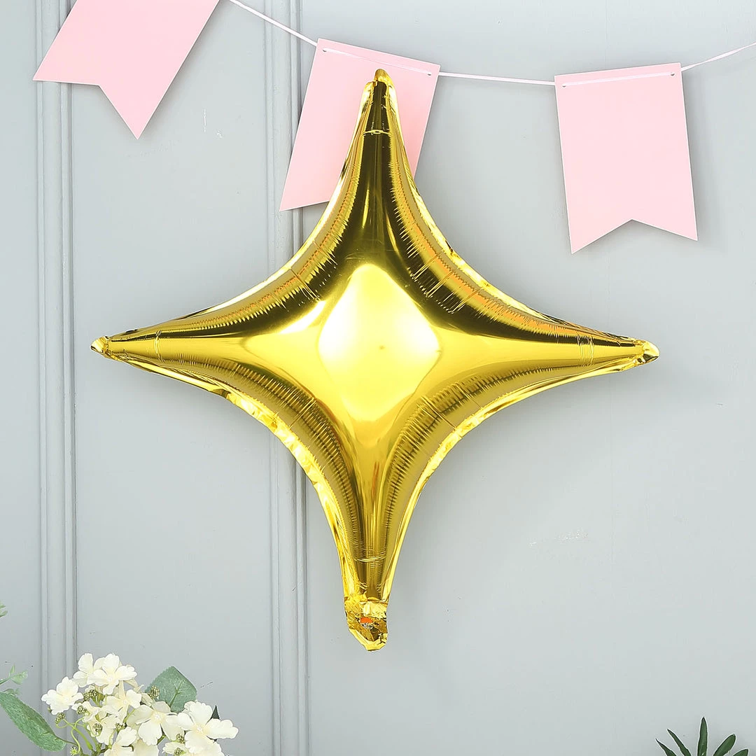 HIER_3213 3 Pack | 23" Shiny Gold Quadrangle Star Mylar Foil Helium Air Balloon Big Event Backdrops & Décor 6 HIER_3213 3 Pack | 23" Shiny Gold Quadrangle Star Mylar Foil Helium Air Balloon Big Event Backdrops & Décor