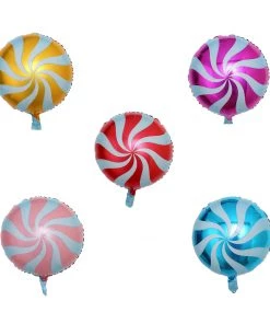 HIER_3213 5 Pack | 13" Candy Striped Swirl Print Mylar Foil Helium/Air Balloons 30 HIER_3213 5 Pack | 13