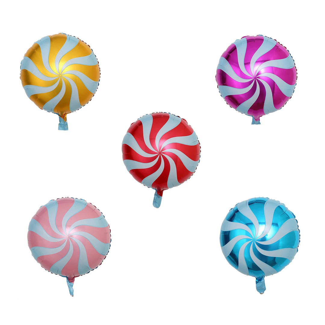 HIER_3213 5 Pack | 13" Candy Striped Swirl Print Mylar Foil Helium/Air Balloons 13 HIER_3213 5 Pack | 13" Candy Striped Swirl Print Mylar Foil Helium/Air Balloons