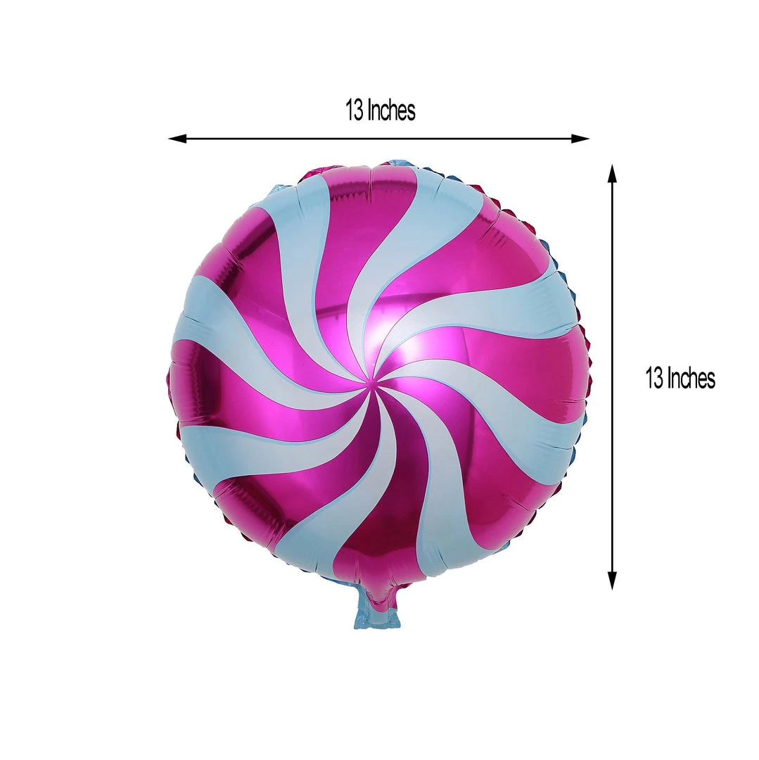 HIER_3213 5 Pack | 13" Candy Striped Swirl Print Mylar Foil Helium/Air Balloons 3 HIER_3213 5 Pack | 13" Candy Striped Swirl Print Mylar Foil Helium/Air Balloons