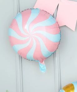 HIER_3213 5 Pack | 13" Candy Striped Swirl Print Mylar Foil Helium/Air Balloons 24 HIER_3213 5 Pack | 13