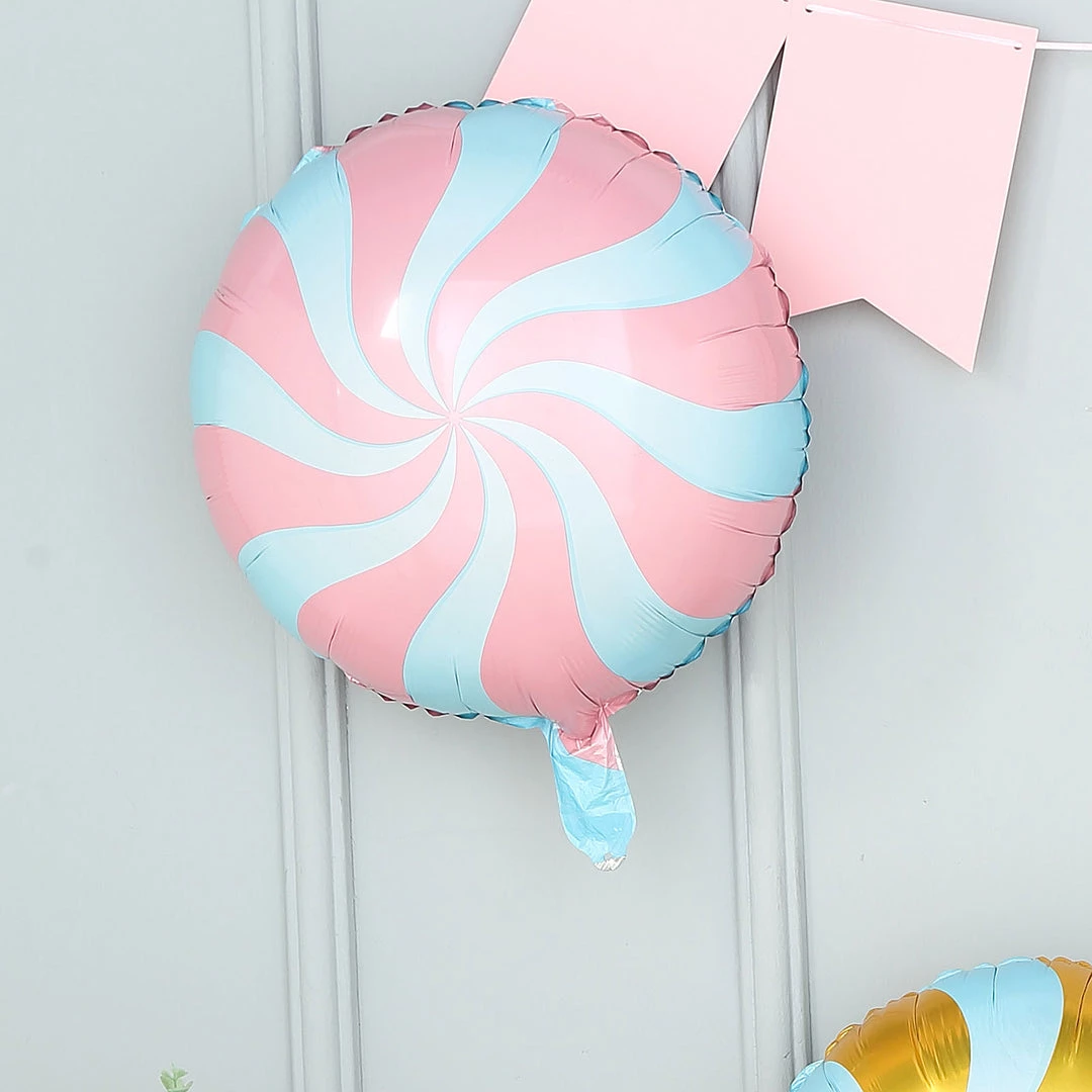 HIER_3213 5 Pack | 13" Candy Striped Swirl Print Mylar Foil Helium/Air Balloons 7 HIER_3213 5 Pack | 13" Candy Striped Swirl Print Mylar Foil Helium/Air Balloons