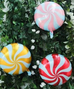 HIER_3213 5 Pack | 13" Candy Striped Swirl Print Mylar Foil Helium/Air Balloons 23 HIER_3213 5 Pack | 13