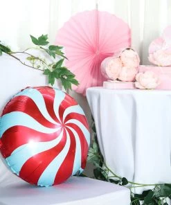 HIER_3213 5 Pack | 13" Candy Striped Swirl Print Mylar Foil Helium/Air Balloons 26 HIER_3213 5 Pack | 13