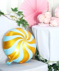 HIER_3213 5 Pack | 13" Candy Striped Swirl Print Mylar Foil Helium/Air Balloons 27 HIER_3213 5 Pack | 13
