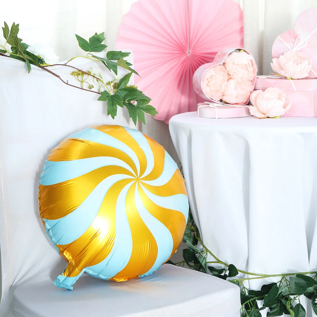 HIER_3213 5 Pack | 13" Candy Striped Swirl Print Mylar Foil Helium/Air Balloons 10 HIER_3213 5 Pack | 13" Candy Striped Swirl Print Mylar Foil Helium/Air Balloons