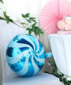 HIER_3213 5 Pack | 13" Candy Striped Swirl Print Mylar Foil Helium/Air Balloons 29 HIER_3213 5 Pack | 13