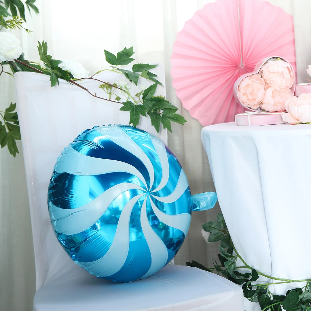 HIER_3213 5 Pack | 13" Candy Striped Swirl Print Mylar Foil Helium/Air Balloons 12 HIER_3213 5 Pack | 13" Candy Striped Swirl Print Mylar Foil Helium/Air Balloons