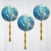 HIER_3213 3 Pack | 13" 4D Blue/Gold Marble Sphere Foil Helium Or Air Balloons Party Balloons & Accessories