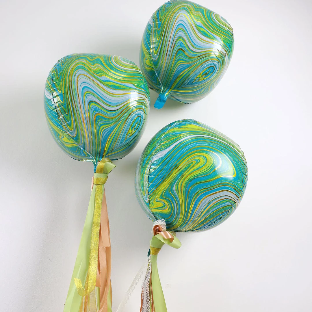 HIER_3213 Party Balloons & Accessories 3 Pack | 13" 4D Green/Gold Marble Sphere Foil Helium Or Air Balloons 2 HIER_3213 Party Balloons & Accessories 3 Pack | 13" 4D Green/Gold Marble Sphere Foil Helium Or Air Balloons