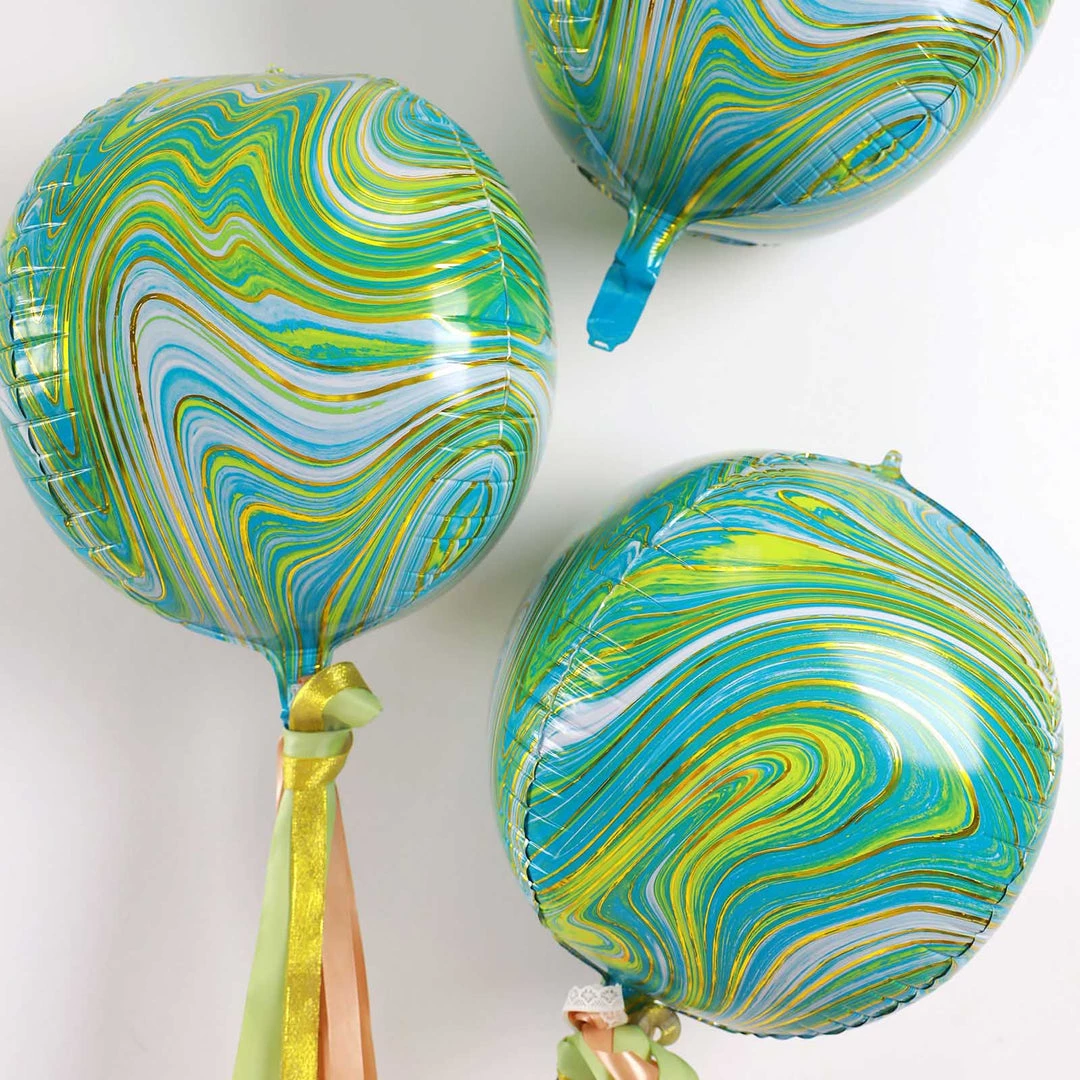 HIER_3213 Party Balloons & Accessories 3 Pack | 13" 4D Green/Gold Marble Sphere Foil Helium Or Air Balloons 9 HIER_3213 Party Balloons & Accessories 3 Pack | 13" 4D Green/Gold Marble Sphere Foil Helium Or Air Balloons