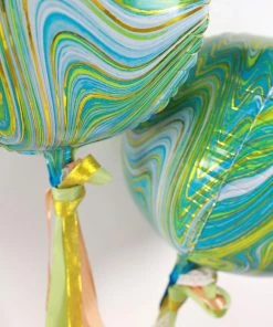 HIER_3213 Party Balloons & Accessories 3 Pack | 13" 4D Green/Gold Marble Sphere Foil Helium Or Air Balloons 21 HIER_3213 Party Balloons & Accessories 3 Pack | 13
