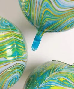 HIER_3213 Party Balloons & Accessories 3 Pack | 13" 4D Green/Gold Marble Sphere Foil Helium Or Air Balloons 22 HIER_3213 Party Balloons & Accessories 3 Pack | 13