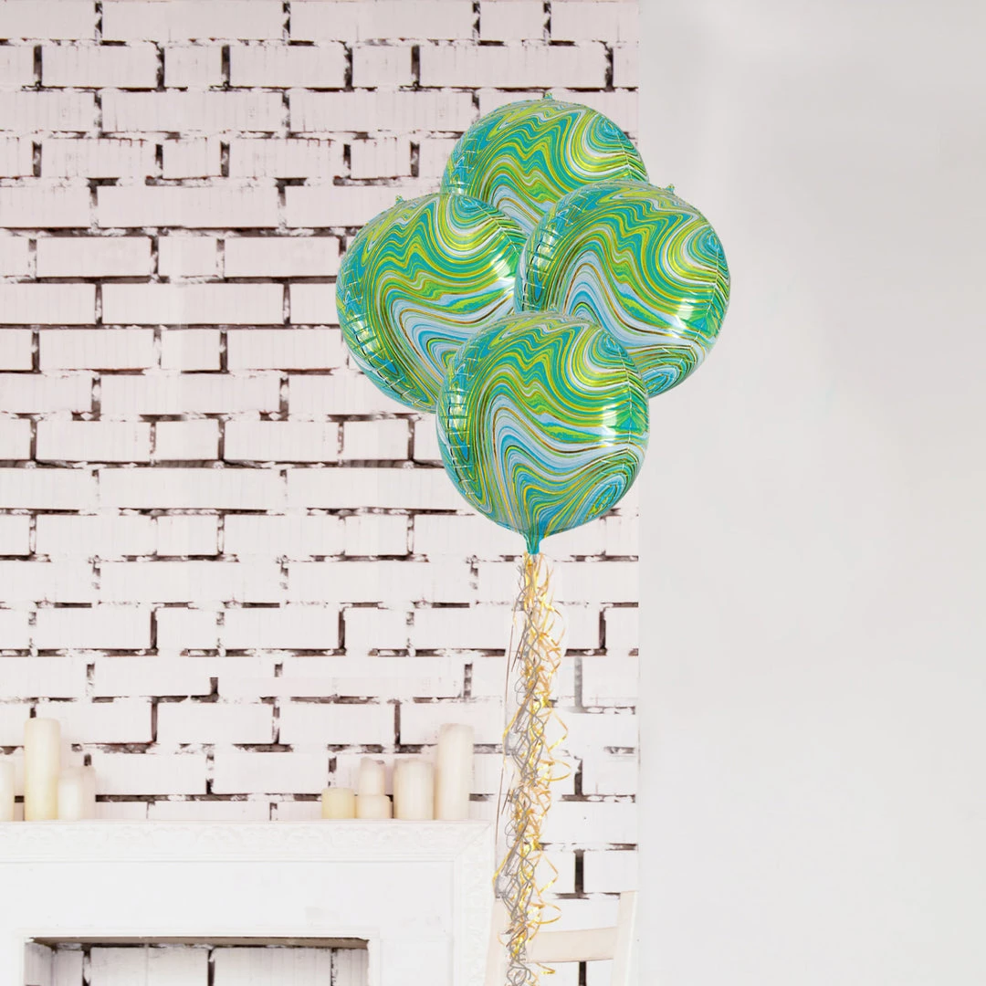 HIER_3213 Party Balloons & Accessories 3 Pack | 13" 4D Green/Gold Marble Sphere Foil Helium Or Air Balloons 7 HIER_3213 Party Balloons & Accessories 3 Pack | 13" 4D Green/Gold Marble Sphere Foil Helium Or Air Balloons