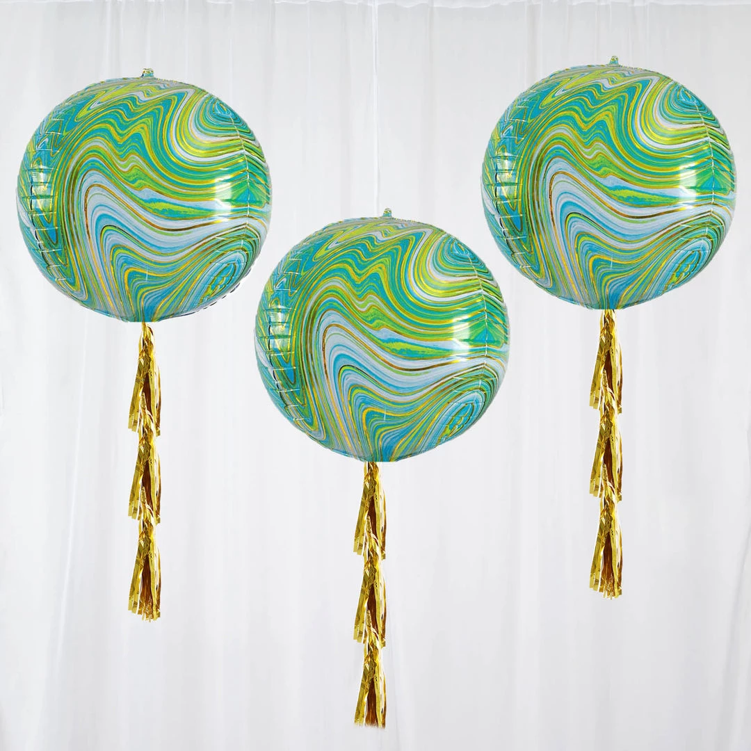 HIER_3213 Party Balloons & Accessories 3 Pack | 13" 4D Green/Gold Marble Sphere Foil Helium Or Air Balloons 6 HIER_3213 Party Balloons & Accessories 3 Pack | 13" 4D Green/Gold Marble Sphere Foil Helium Or Air Balloons