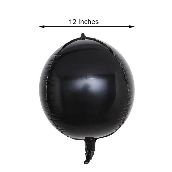 HIER_3213 2 Pack | 12" 4D Shiny Black Sphere Mylar Foil Helium Or Air Balloons Big Event Backdrops & Décor 3 HIER_3213 2 Pack | 12" 4D Shiny Black Sphere Mylar Foil Helium Or Air Balloons Big Event Backdrops & Décor