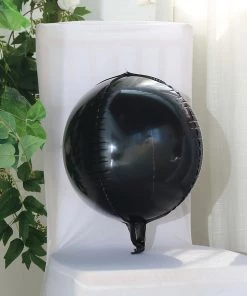 HIER_3213 2 Pack | 12" 4D Shiny Black Sphere Mylar Foil Helium Or Air Balloons Big Event Backdrops & Décor