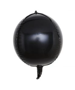 HIER_3213 2 Pack | 12" 4D Shiny Black Sphere Mylar Foil Helium Or Air Balloons Big Event Backdrops & Décor