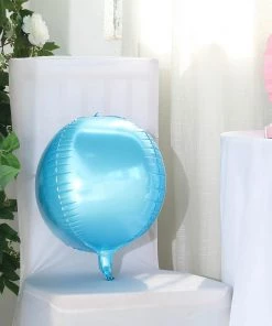 HIER_3213 Big Event Backdrops & Décor 2 Pack | 12" 4D Metallic Blue Sphere Mylar Foil Helium Or Air Balloons