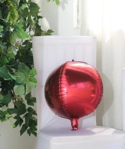 HIER_3213 Big Event Backdrops & Décor 2 Pack | 12" 4D Burgundy Sphere Mylar Foil Helium Or Air Balloons