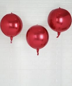 HIER_3213 Big Event Backdrops & Décor 2 Pack | 12" 4D Burgundy Sphere Mylar Foil Helium Or Air Balloons 21 HIER_3213 Big Event Backdrops & Décor 2 Pack | 12