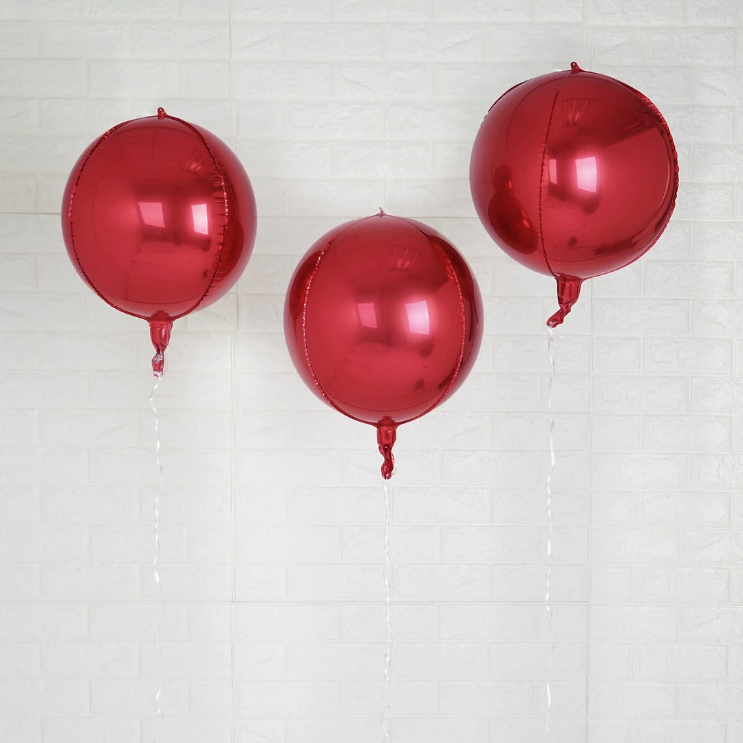 HIER_3213 Big Event Backdrops & Décor 2 Pack | 12" 4D Burgundy Sphere Mylar Foil Helium Or Air Balloons 7 HIER_3213 Big Event Backdrops & Décor 2 Pack | 12" 4D Burgundy Sphere Mylar Foil Helium Or Air Balloons